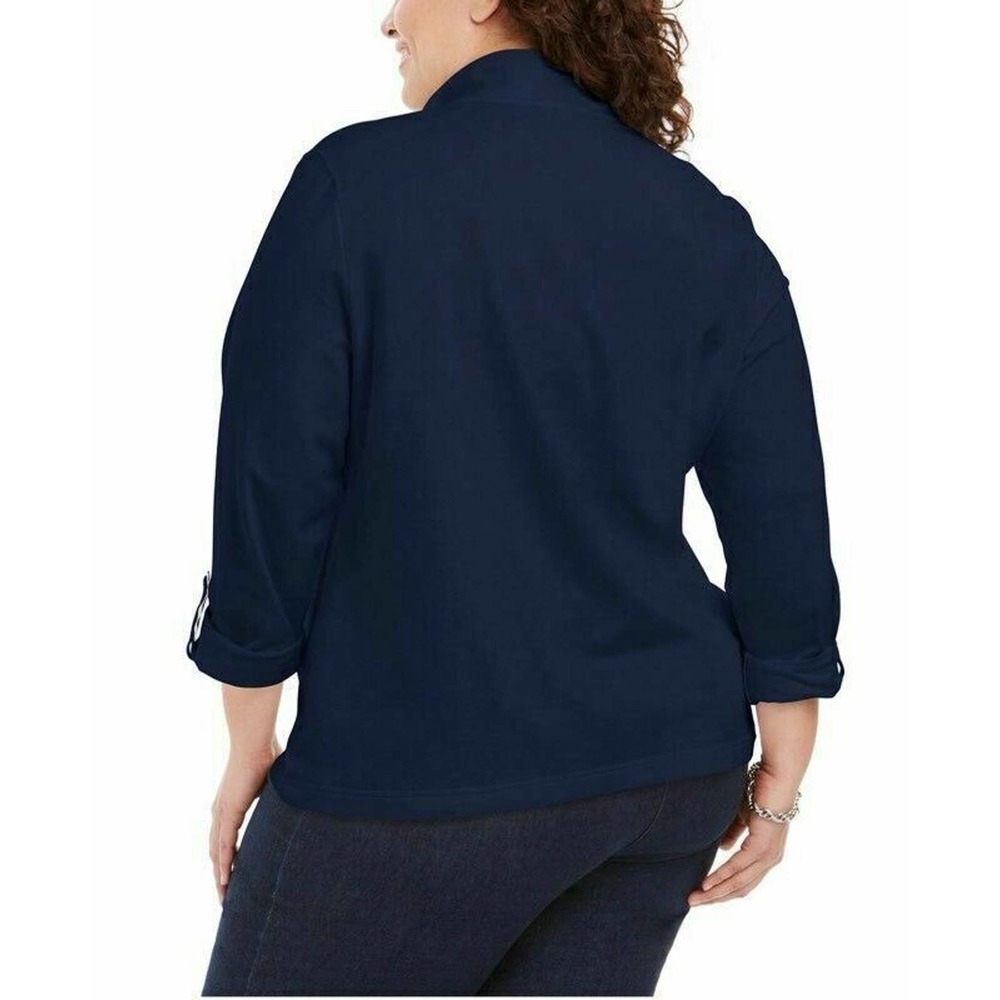 Karen Scott Jackets Blue Pockets 2X New - Picture 2 of 9